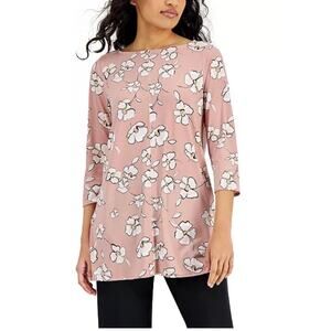 ALFANI Flower Print Tunic Blouse SZ MD